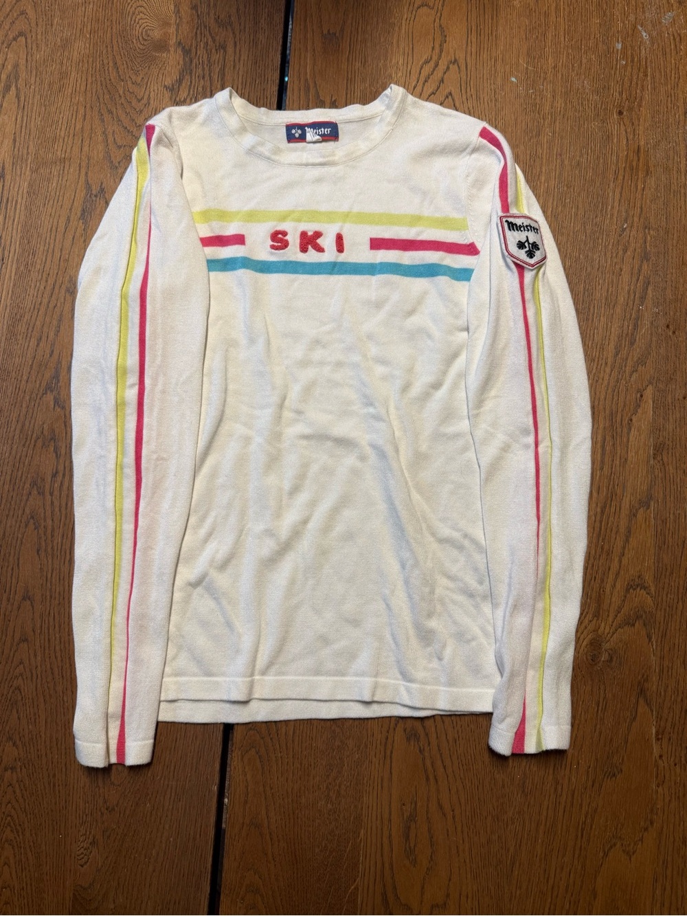 Vintage Meister 'SKI' Stripe Long Sleeve Sweater